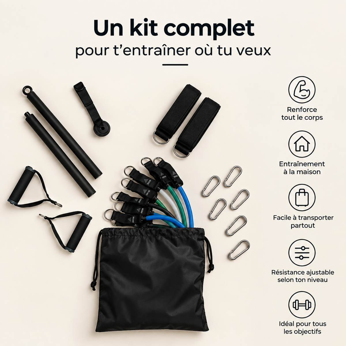 ⚡️🏋🏼‍♂️KIT HOME GYM TOUT-EN-UN— Ton Coach à Domicile💪